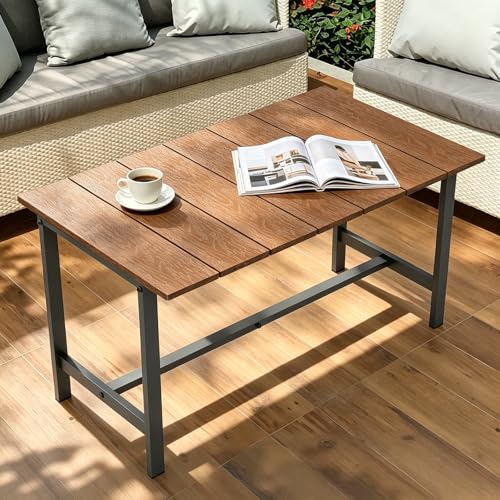 Outdoor Coffee Table, 33.4"L x 17.3"W x 18.1"H Rectangle Weather-Resistant Patio Coffee Table