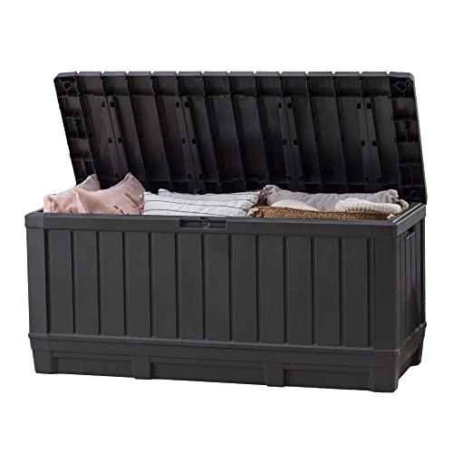 Keter Kentwood 92 Gallon Resin Deck Box-Organization and Storage for Patio Furniture Outdoor Cushions, Throw Pillows