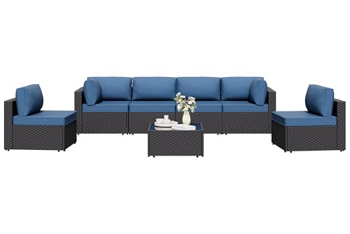7 Pieces Outdoor Patio Sectional Sofa Couch