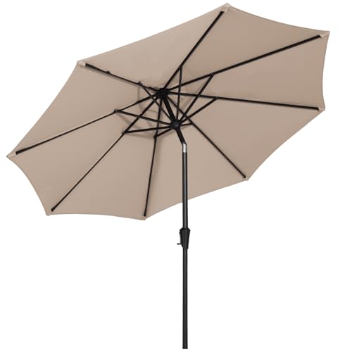 MEWAY 9ft Patio Umbrella Outdoor Table Umbrellas with Push Button Tilt and Crank, Market Umbrella 8 Sturdy Ribs for Deck