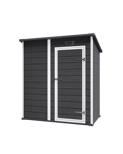 Keter Essential Shed 4x6 Resin Outdoor Storage Shed Ideal Storage for Patio Furniture, Garden Tools Bike Accessories