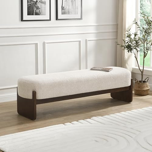 Christopher Knight Home Arden Minimalist Style Rectangular Loop Yarn Fabric Ottoman Bench, Rubberwood Frame, Entryway Bench