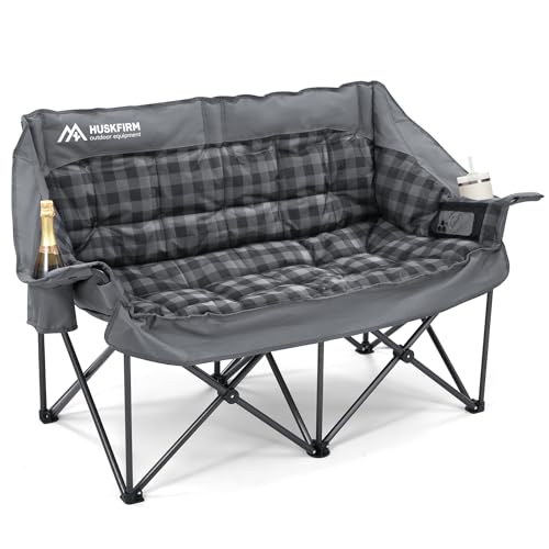 Double Camping Chairs Padded Loveseat Chair for 2 Person - Heavy Duty Oversized Camping Couch for Adults Outdoor Lawn Beach -