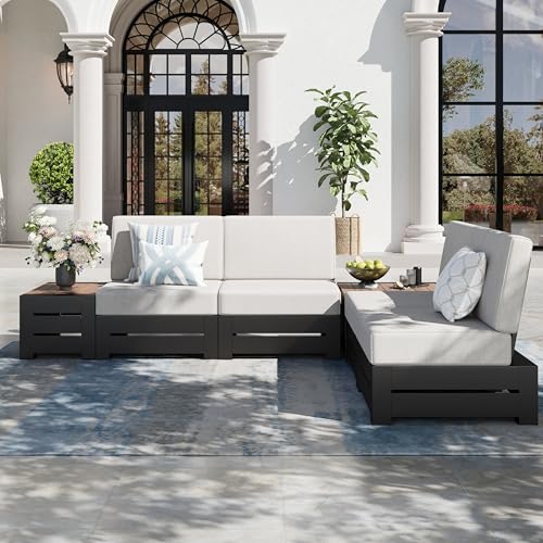 SUNSHINE VALLEY Upgraded 6-Piece Metal Patio Furniture Set with 5.9" Thick Cushion