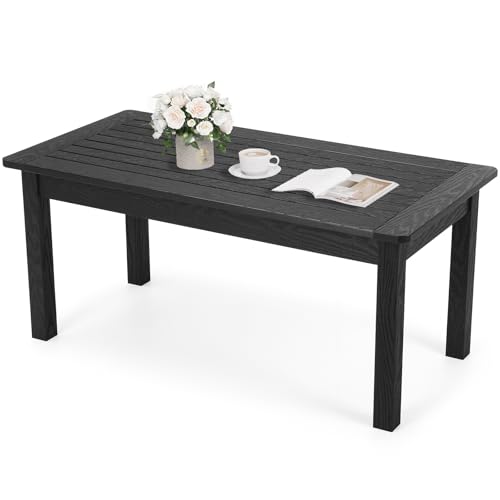 Stoog Outdoor Coffee Table, All-Weather Poly Lumber Patio Side Table, Rectangle End Table for Backyard, Porch, Garden