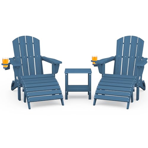 SERWALL 5-Piece Adirondack Chair and Ottoman and Table Set
