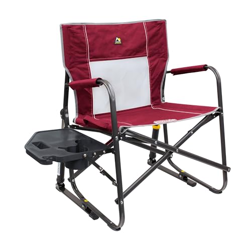 GCI OUTDOOR Freestyle Rocker XL with Side Table Camping Chair | Portable Folding Rocking Chair with Solid, Durable Armrests