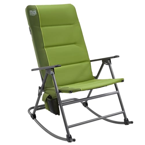 Timber Ridge Oversized Folding Rocking Camping Chair, Padded Outdoor Rocker with High Back, Portable Outdoor Chair for Patio