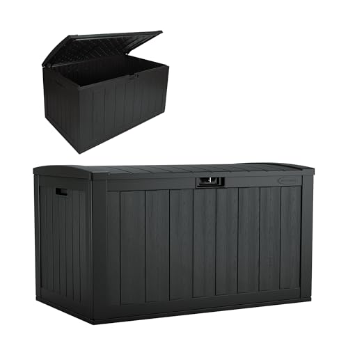 Suncast 134-Gal. Resin Extra-Large Outdoor Patio Deck Box with Pad-Lockable Lid