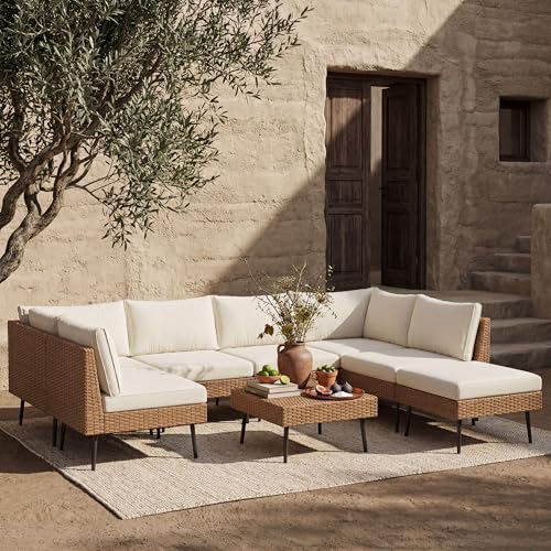 ENSTVER 8-Piece Dual-Strand Wicker Outdoor Sectional