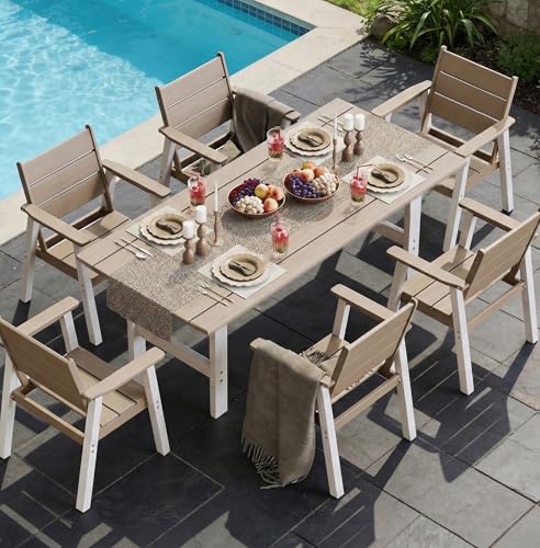 Polyhouz Outdoor Dining Set, 7-Piece Patio Table and Chairs Set for 6