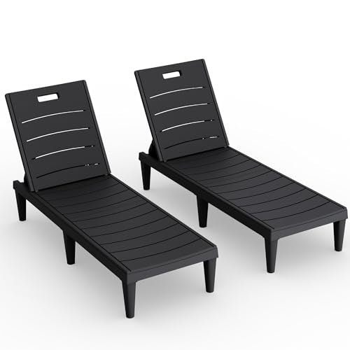 Devoko Outdoor Chaise Lounge Chair Set of 2 with 5-Position Adjustable Back