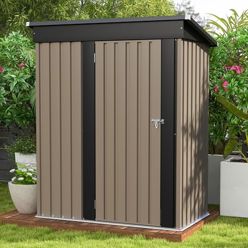Patiowell 5x3 FT Outdoor Storage Shed, Tool Shed with Sloping Roof and Lockable Door