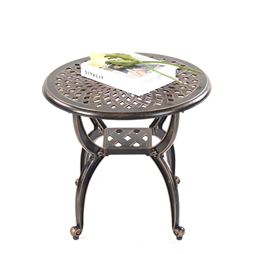 Mandolin Outdoor Patio, Rust -Resistant Cast Aluminum Side Table, Weather Resistant End Table，Coffee Table， Perfect for Patio