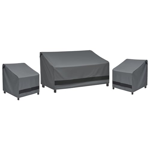 Loriano 3-Piece Patio Furniture Chair Covers Set, Outdoor 600D Heavy-Duty Waterproof