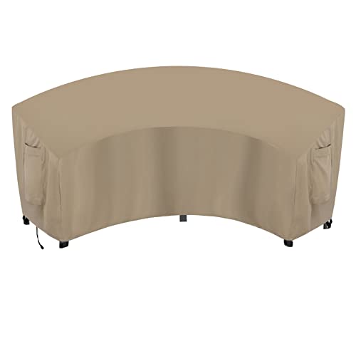OutdoorLines Waterproof Curved Outdoor Sectional Cover - UV Resistant Windproof Patio Sectional Sofa Covers for Deck