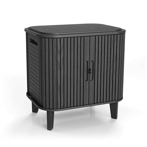 Keter Velo 30 Gallon Outdoor Storage Cabinet, Weather-Resistant Resin Deck Box with Steel Reinforcement, Lockable
