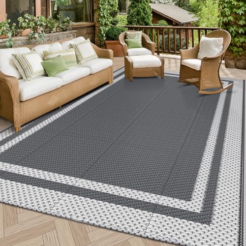 HappyTrends Outdoor Rug Reversible Portable Plastic Straw Camping Rugs for Outside RV
