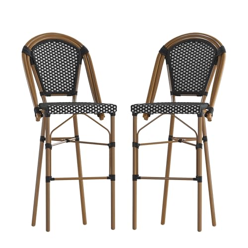 Flash Furniture Bordeaux Commercial Grade Bistro Bar Height Stool, Stackable Indoor/Outdoor Dining Stool, 30" High