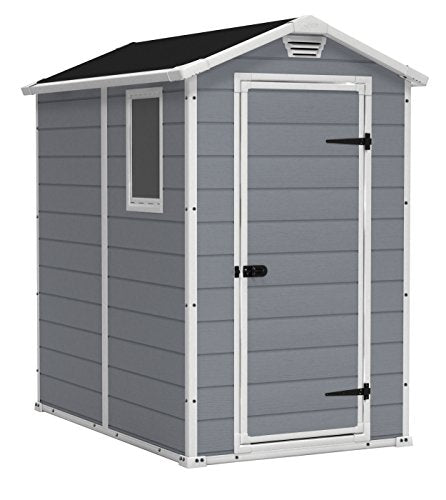 Keter Manor 4x6 Resin Outdoor Storage Shed Kit-Perfect to Store Patio Furniture, Garden Tools Bike Accessories