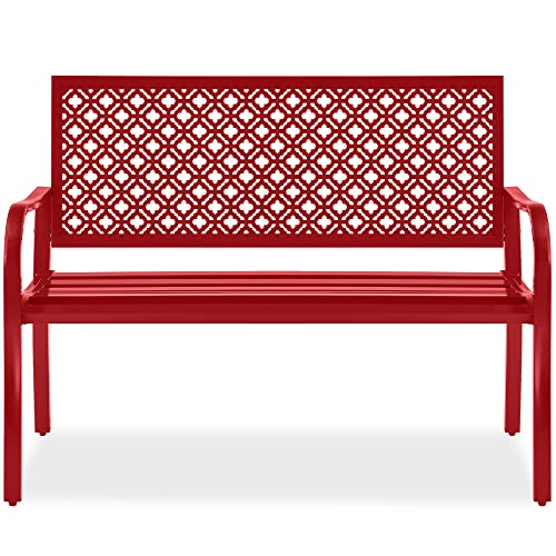 Best Choice Products Outdoor Bench 2-Person Metal Steel Benches Furniture for Garden, Patio, Porch