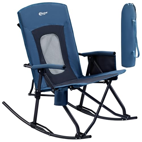 Portal Oversized Folding Rocking Camping Chair Portable Outdoor Rocker with High Back Hard Armrests Carry Bag