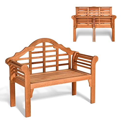 Giantex Outdoor Wood Bench, 4 Ft Foldable Eucalyptus Garden Bench
