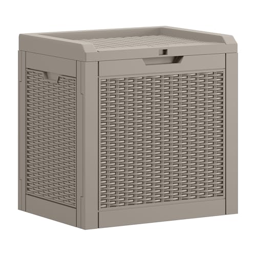 YITAHOME 35 Gallon Outdoor Deck Box, Lockable Waterproof Storage Box, Resin Storage Bin for Patio Cushions, Gardening Tools