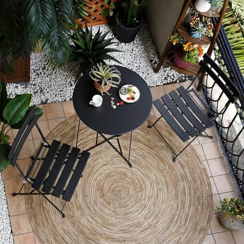 Grand patio 3-Piece Folding Bistro Set, 2 Chairs and 1 Table, Weather-Resistant Outdoor/Indoor Conversation Set for Patio