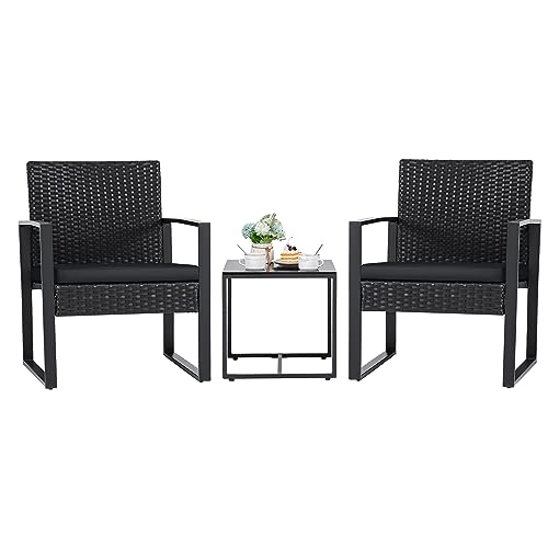 Flamaker 3 Pieces Outdoor Patio Wicker Furniture Set