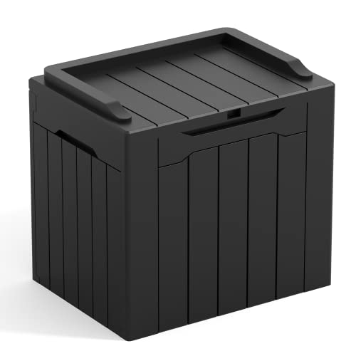 Greesum 31 Gallon Resin Deck Box All Weather Outdoor Storage Boxes for Patio Furniture Set, Outdoor Toys, Garden Tools, Black