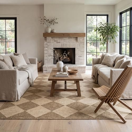 nuLOOM Outdoor Performance Collection Sabina Trellis Brown/Ivory, 8' x 10', Soft and Cozy, High Traffic, Stain Resistant