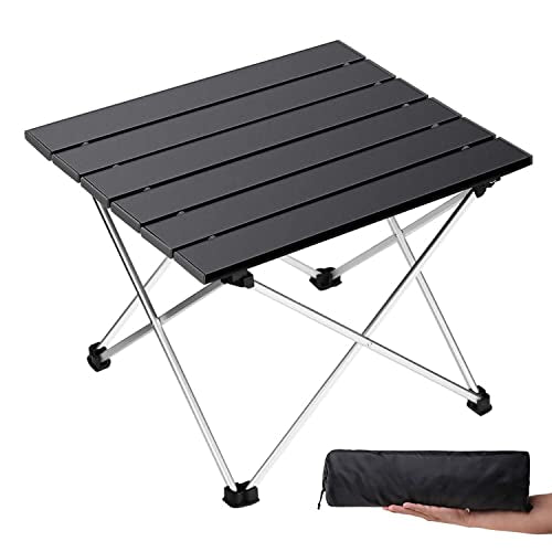 Grope Portable Camping Table with Aluminum Table Top, Folding Beach Table Easy to Carry, Prefect for Outdoor, Picnic, BBQ