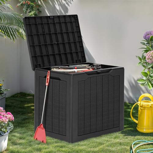 YITAHOME 30 Gallon Resin Deck Box, Weather Resistant Outdoor Rattan Storage Box