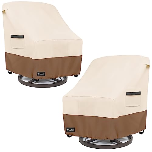 ANartcle Outdoor Swivel Lounge Chair Cover 2 Pack, 600D Waterproof Heavy Duty Patio Chair Covers(30 W x 34 D x 38.5 H inches)