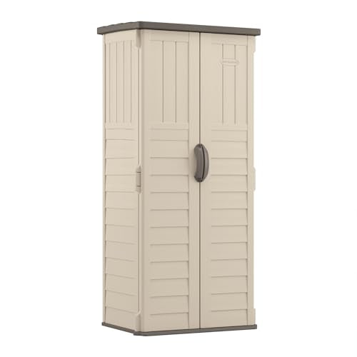 Suncast Vertical Outdoor Storage Shed with All-Weather Construction, Vanilla